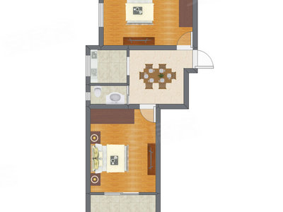2室1厅 55.00平米