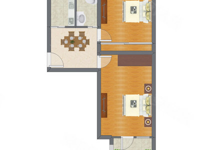 2室1厅 69.12平米