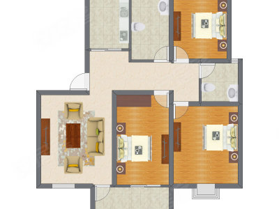 3室1厅 90.02平米