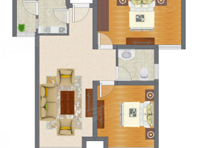 2室1厅 69.42平米户型图