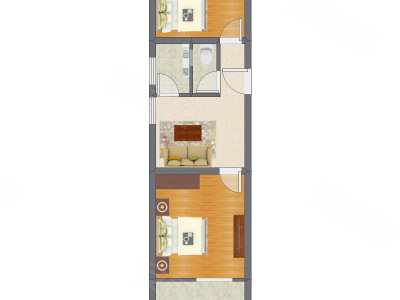 2室1厅 54.73平米户型图
