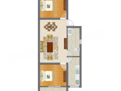 2室1厅 54.65平米户型图
