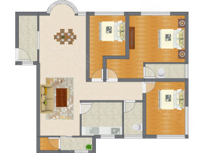 3室2厅 130.87平米户型图