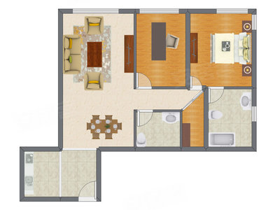 2室2厅 73.58平米户型图
