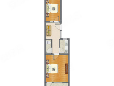 2室1厅 58.50平米户型图