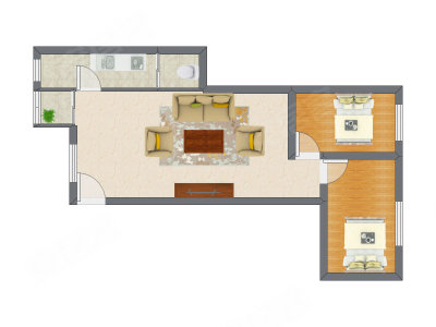 2室1厅 80.82平米户型图
