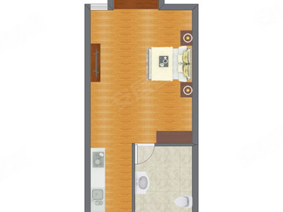1室0厅 37.10平米户型图
