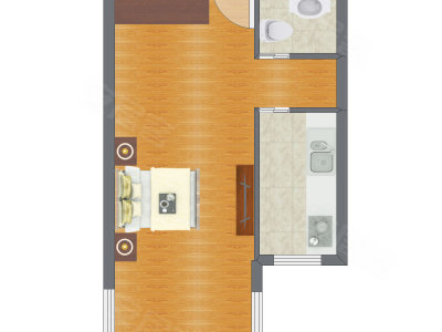 1室0厅 49.76平米户型图
