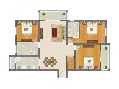 3室2厅 137.14平米