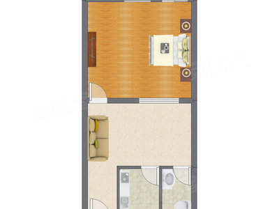 1室1厅 64.00平米