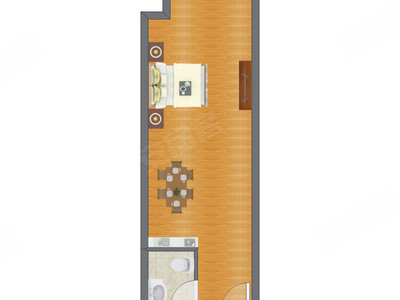 1室0厅 52.52平米户型图