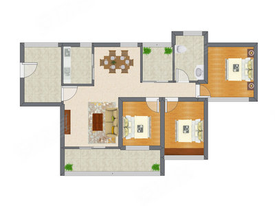 3室2厅 195.56平米户型图
