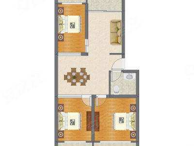 3室2厅 107.37平米户型图