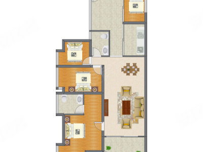 4室2厅 118.25平米
