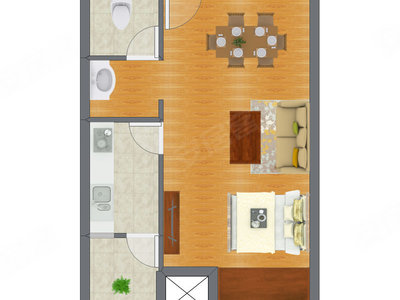 1室0厅 37.18平米户型图