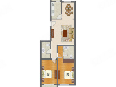 2室2厅 113.22平米户型图