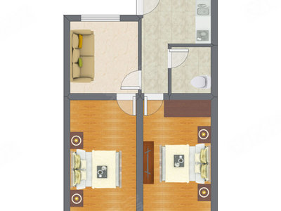 2室1厅 58.33平米户型图