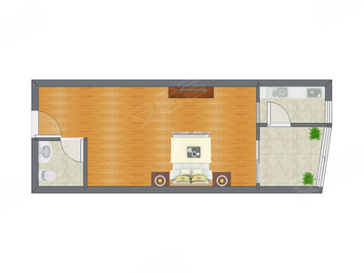 1室0厅 52.63平米户型图