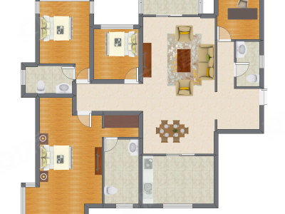 4室2厅 141.00平米户型图