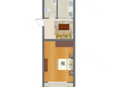 1室1厅 38.79平米
