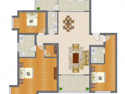 3室2厅 183.00平米户型图
