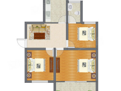 3室1厅 53.16平米