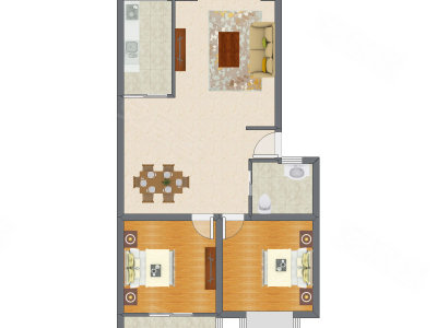 2室2厅 99.86平米户型图
