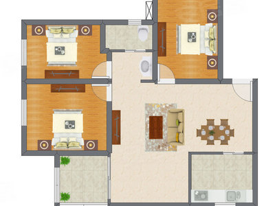 3室2厅 99.33平米