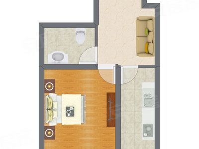 1室1厅 42.44平米