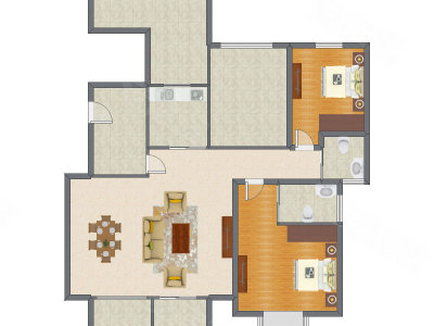 2室2厅 138.13平米户型图