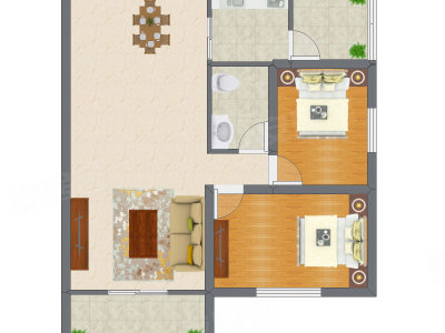 2室1厅 71.40平米户型图