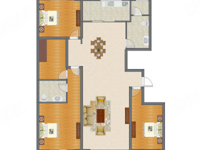 3室2厅 196.93平米户型图