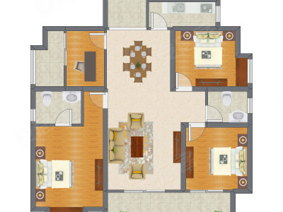 3室2厅 125.64平米