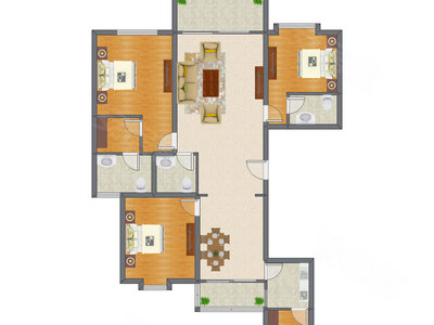 3室2厅 192.97平米户型图