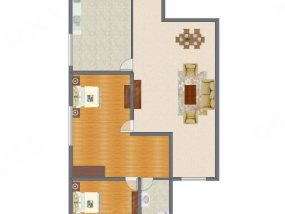 2室2厅 163.00平米户型图