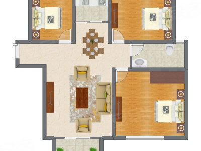 3室2厅 76.38平米户型图