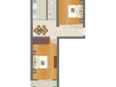 2室1厅 65.79平米