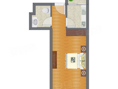 1室0厅 47.28平米户型图