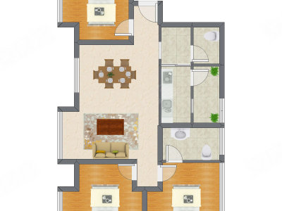 3室2厅 90.41平米