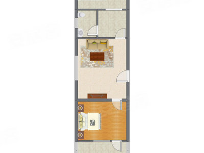 1室1厅 63.32平米户型图