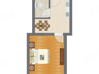 1室1厅 31.96平米户型图