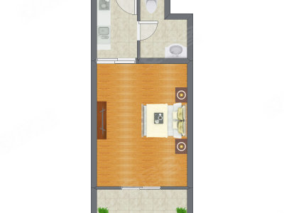 1室0厅 48.13平米户型图