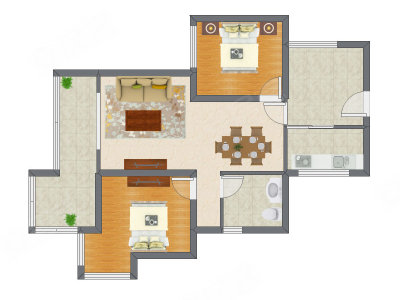 2室2厅 86.65平米户型图
