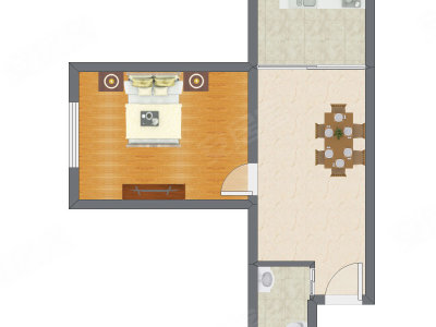1室1厅 50.32平米户型图