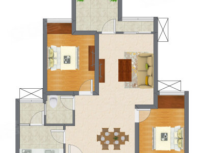 3室2厅 79.00平米户型图