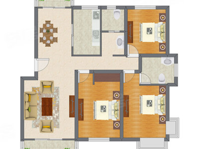3室2厅 201.82平米户型图