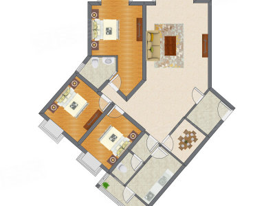 3室2厅 152.65平米户型图
