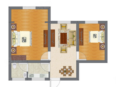 2室2厅 39.88平米