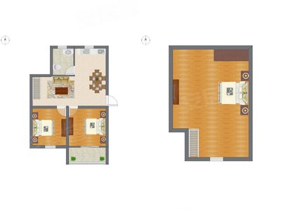 3室1厅 52.30平米户型图
