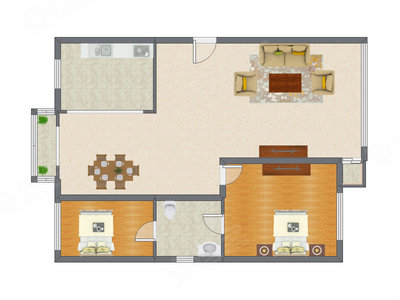 2室2厅 129.50平米户型图